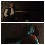 HAN: "Yeah, but this time I got the money." GREEDO: <<If you give it to me, I might forget I found you.>> #starwars #anhwt #toyshelf